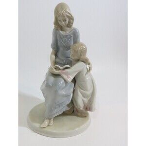 Vintage MEICO Mother Reading To Daughter High Gloss Porcelain Figure